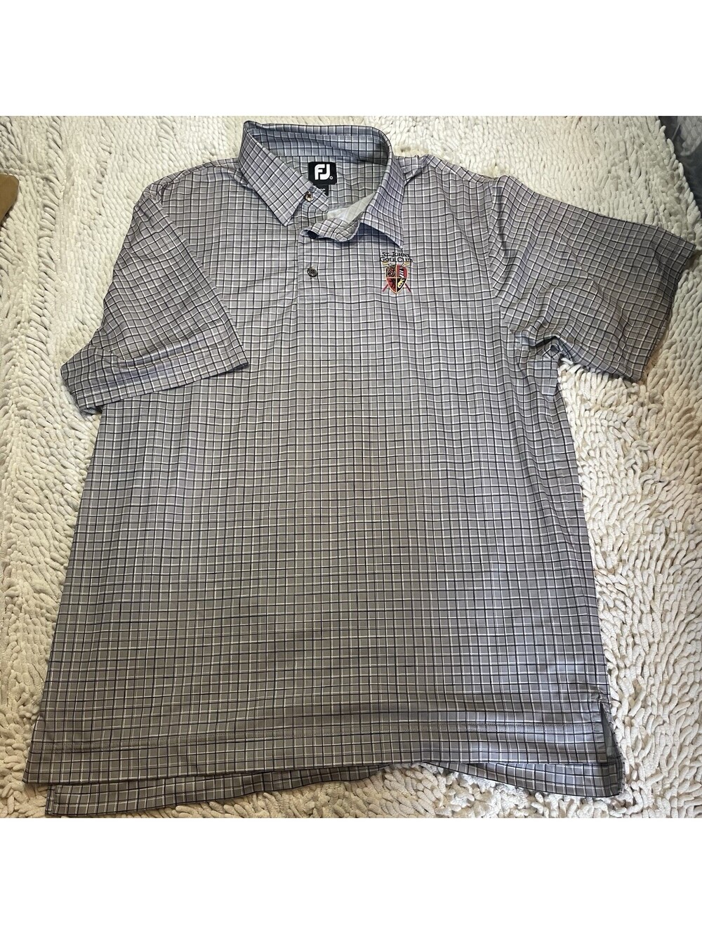 Footjoy Performance Golf Polo Shirt Size L St. John Golf Club Logo Check
